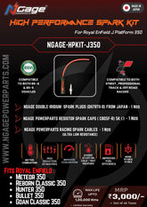 Ngage High Performance Ignition Kit for Royal Enfield Meteor 350, Classic 350, Hunter 350, Bullet 350 – Double Iridium Plug + Racing Cable + Resistor Cap